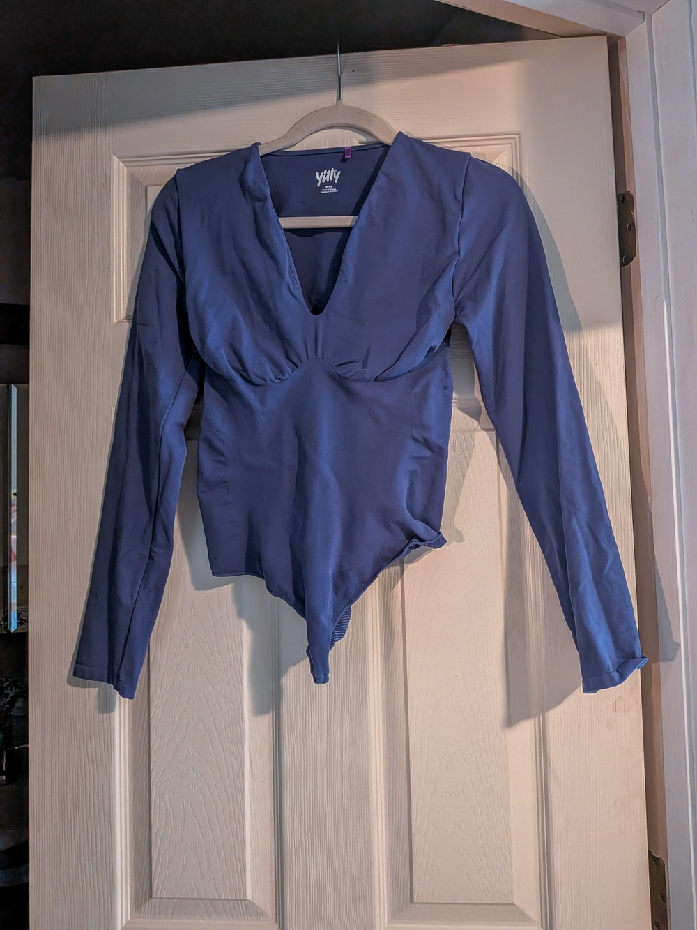 YITTY Indigo Purple V-Neck Long-Sleeve Bodysuit, 1X